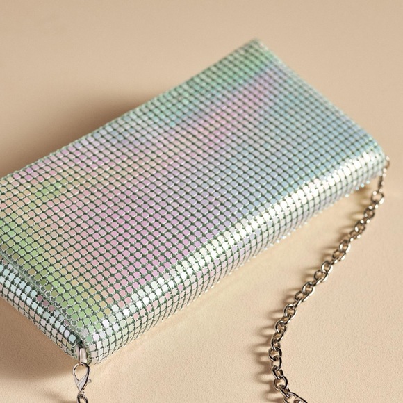 Anthropologie Dolce Vita Chainmail Clutch Green - Picture 3 of 5